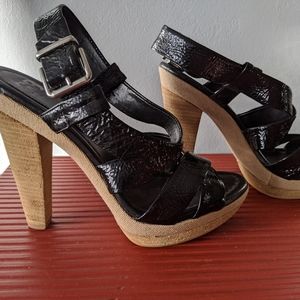 Sexy Patent leather black/ tan heels
